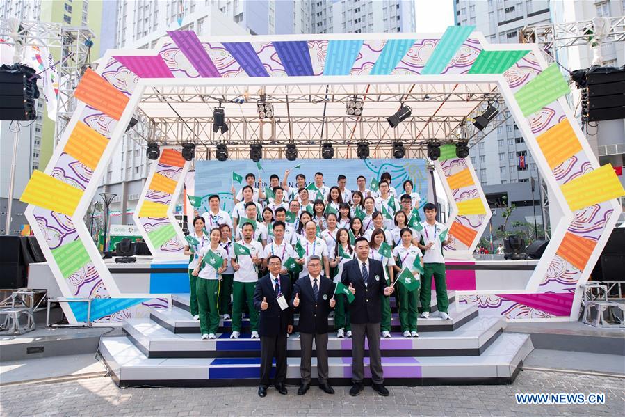 (SP)INDONESIA-JAKARTA-ASIAN GAMES-MACAO-DELEGATION-FLAG-RAISING CEREMONY