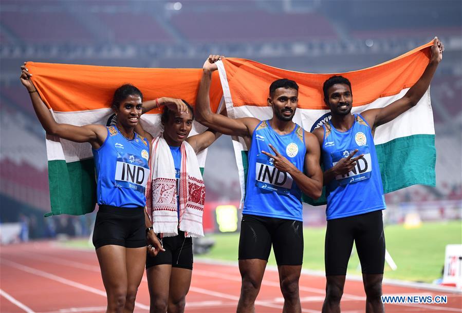 (SP)INDONESIA-JAKARTA-ASIAN GAMES-ATHLETICS-MIXED 4X400M RELAY