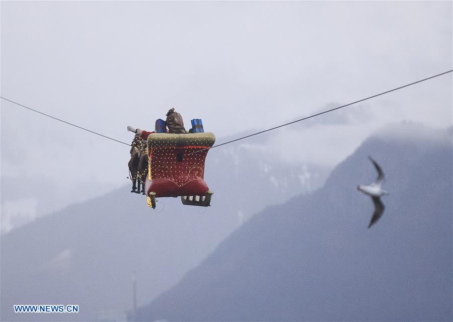 SWITZERLAND-MONTREUX-SANTA CLAUS-FLYING SLEIGH