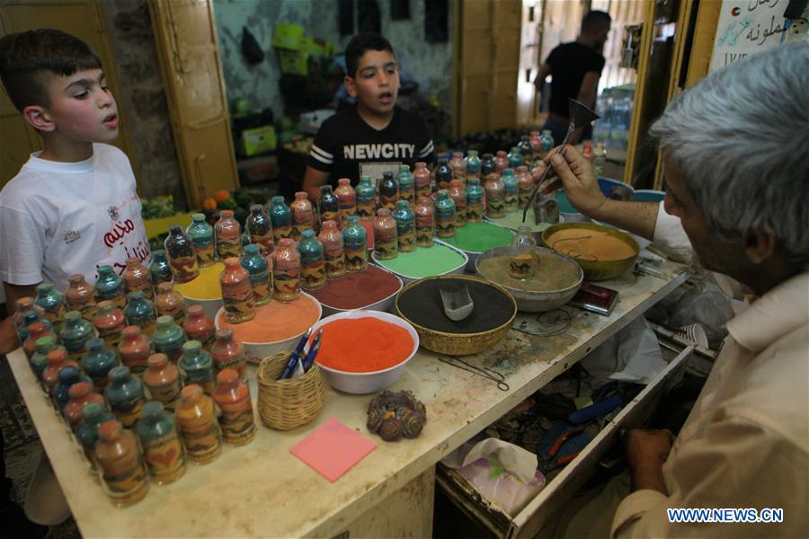 MIDEAST-HEBRON-HANDICRAFTS-SAND ART BOTTLES-SOUVENIRS