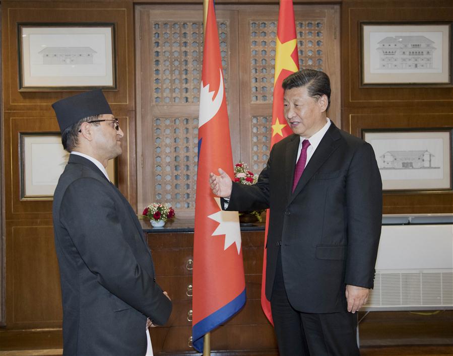 NEPAL-KATHMANDU-CHINA-XI JINPING-GANESH PRASAD TIMILSINA-MEETING