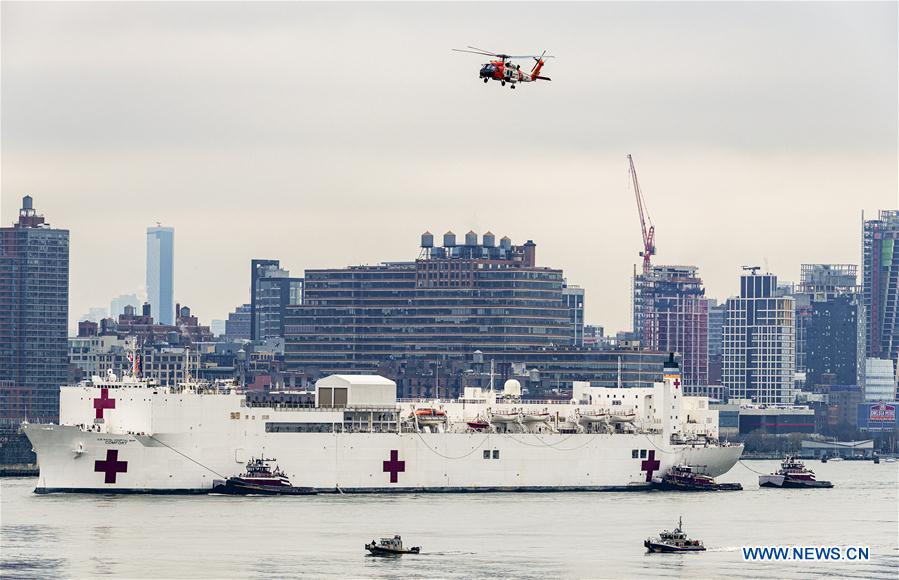 U.S.-NEW YORK-COVID-19-USNS COMFORT-ARRIVAL