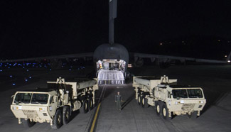 Part of THAAD battery arrives in S.Korea