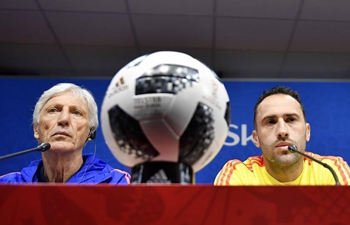 Colombian team attend press conference in Saransk, Russia