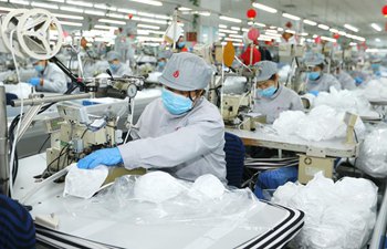 Workers make face masks in Qingdao