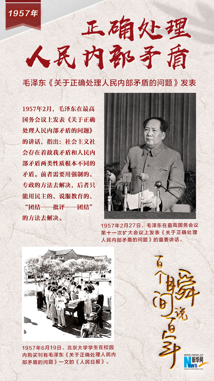 1957，正确处理人民内部矛盾