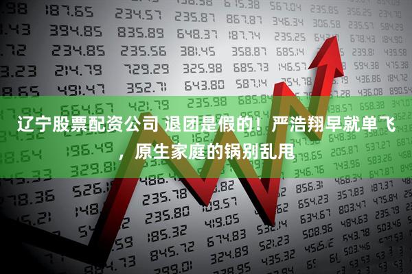 辽宁股票配资公司 退团是假的！严浩翔早就单飞，原生家庭的锅别乱甩